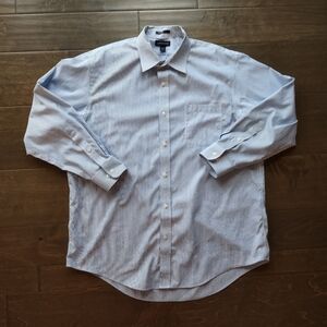 Lands End No Iron Supima Traditional Fit Striped Button Up Shirt